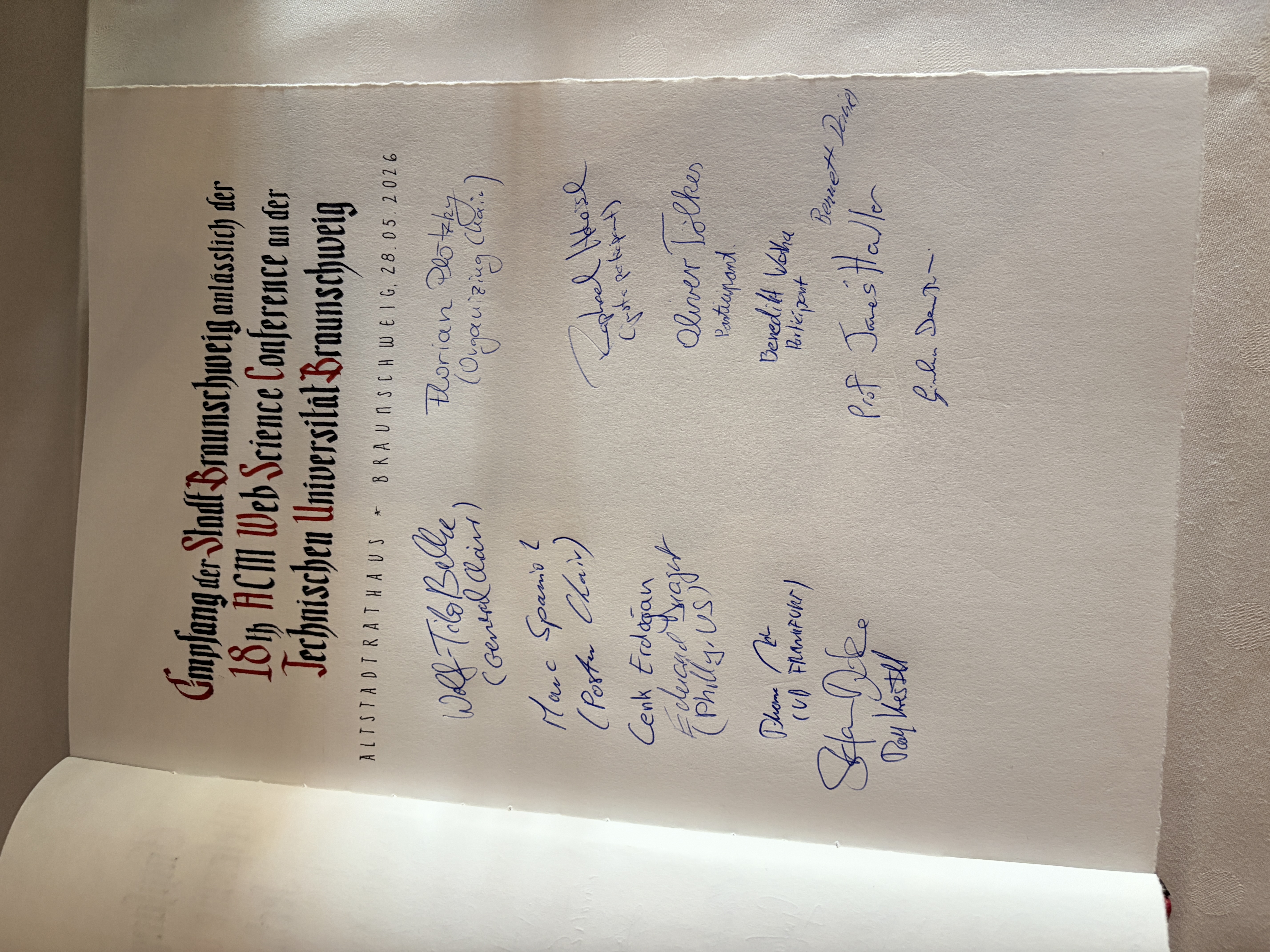 Conference dinner guest book