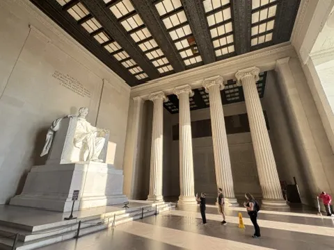 The Lincoln Memorial statue and columns