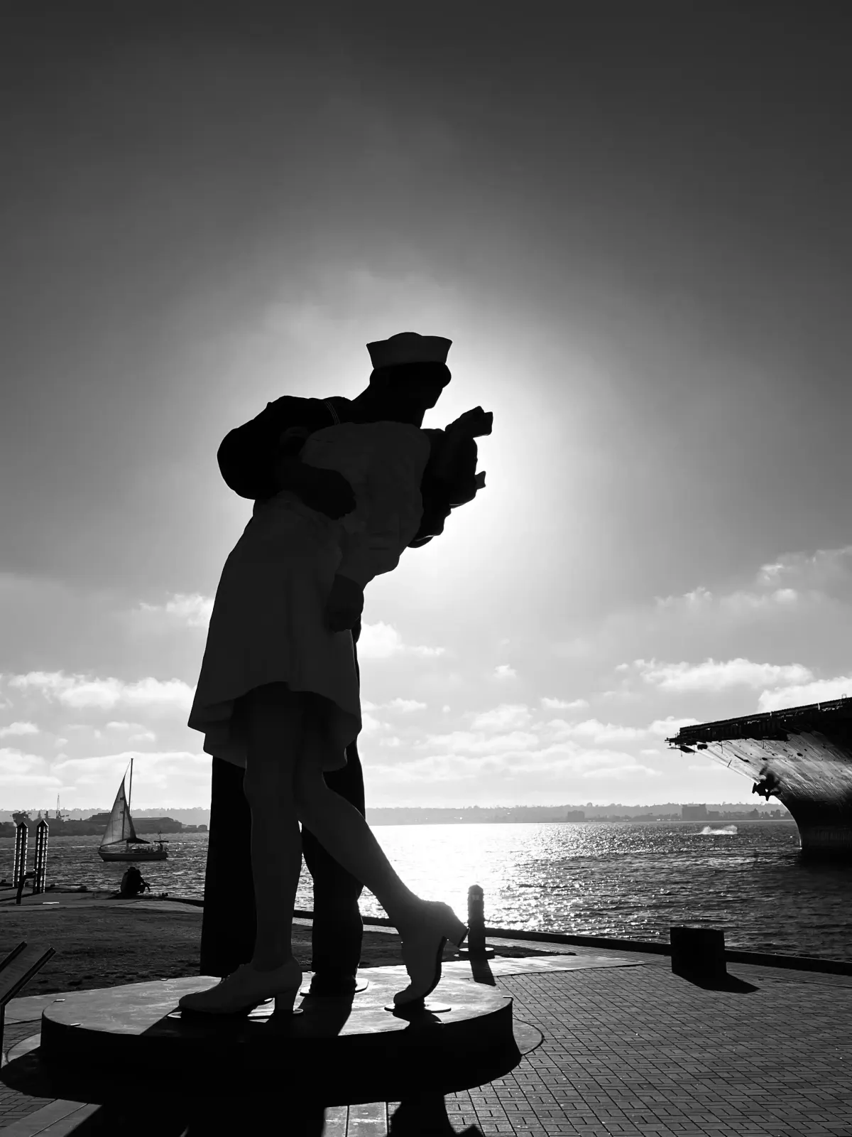 The Unconditional Surrender statue beside San Diego Bay
