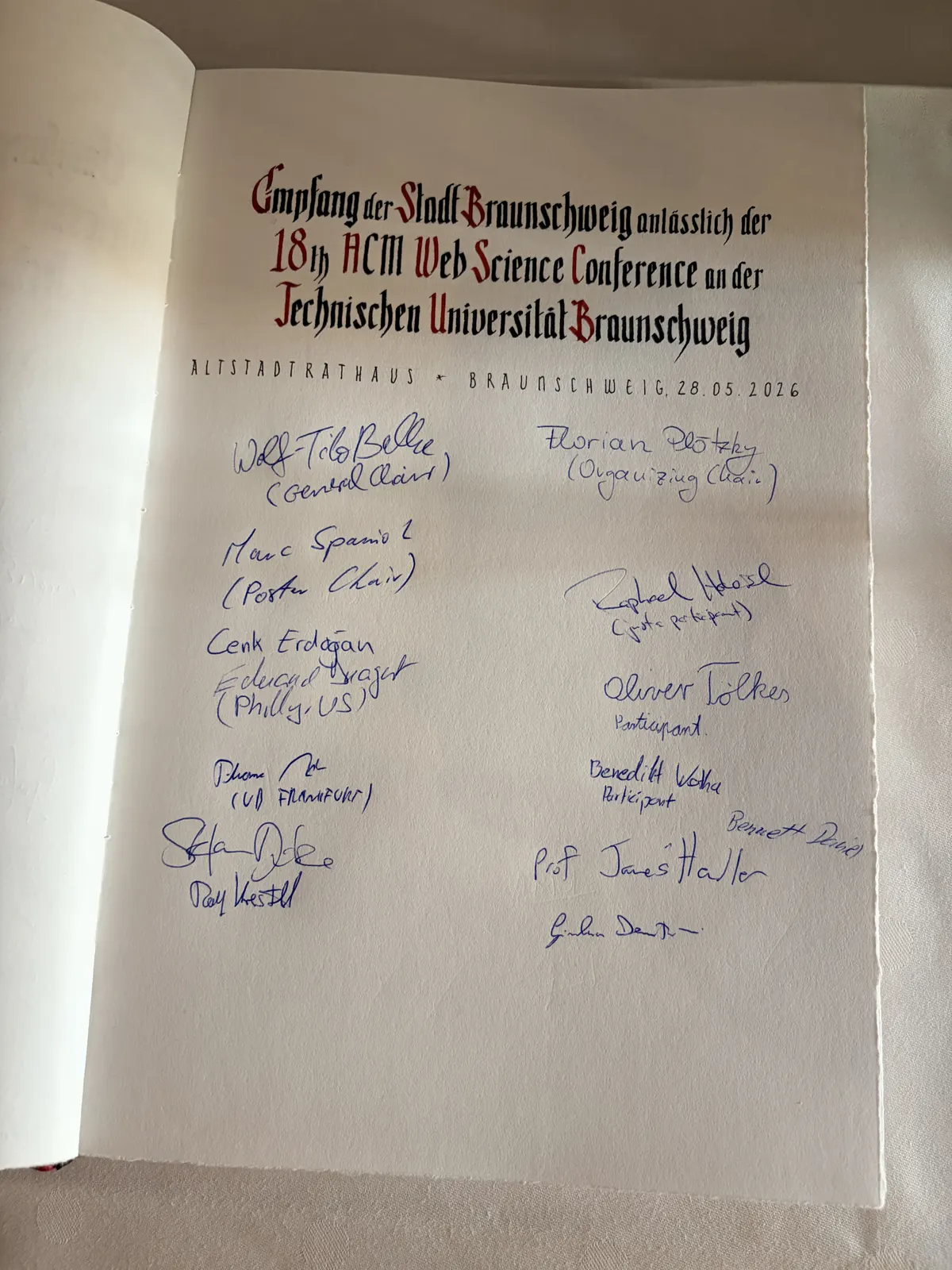 Conference dinner guest book
